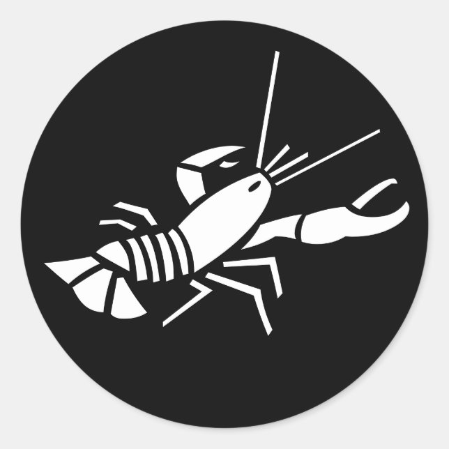 Redonda Lobster Black Whtie Animal Pegatina (Anverso)