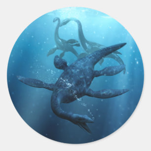 Redonda Loch Ness Monster Round Pegatina