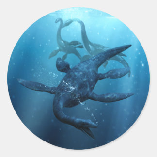 Redonda Loch Ness Monster Round Pegatina