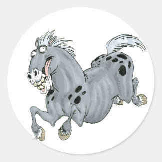 Redonda Loco Personalizado Pegatina de caballos