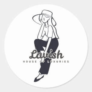 Redonda Logo de Casa Lavish Pegatina Chica de Moda Elegant