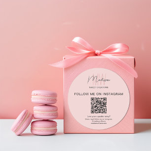 Redonda Logotipo de monograma de código QR Pegatina de neg