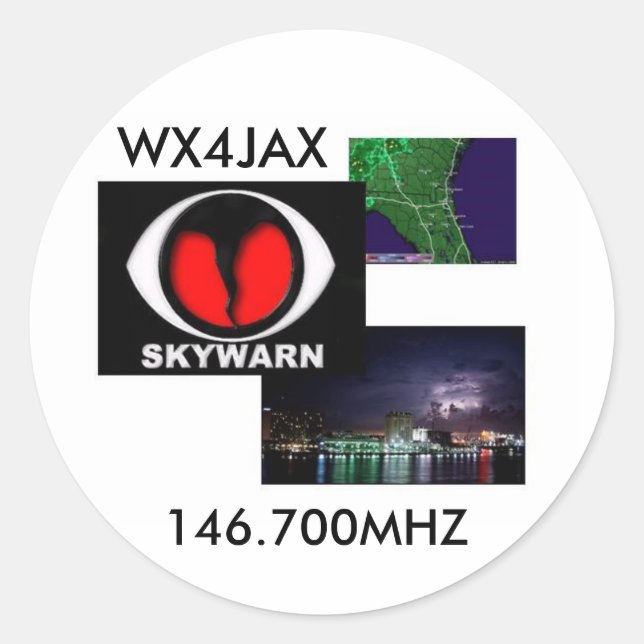 Redonda logotipo del skywarn, pegatina (Anverso)