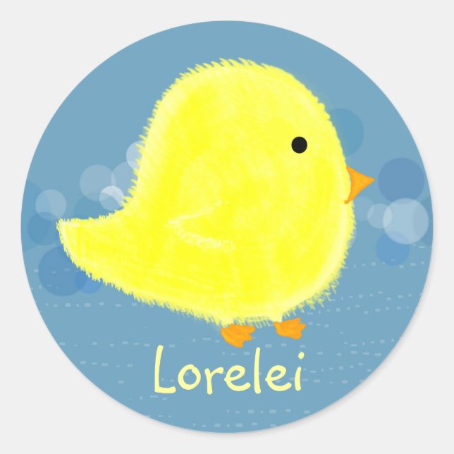 Redonda Lorelei Cute Baby Chick Pegatina (Anverso)
