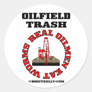Redonda Los Oilmen reales comen los gusanos, pegatina del