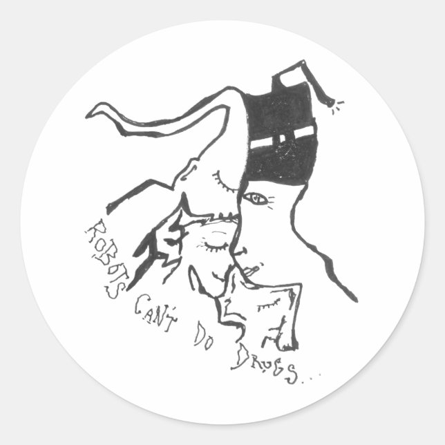 Redonda Los robots no pueden hacer drogas Pegatina (Anverso)