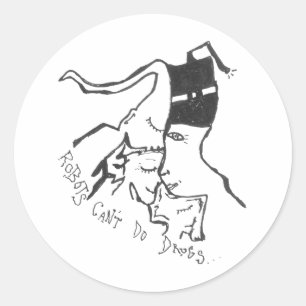Redonda Los robots no pueden hacer drogas Pegatina