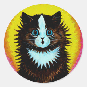 Redonda Louis Wain Psychedelic Cat Pegatina