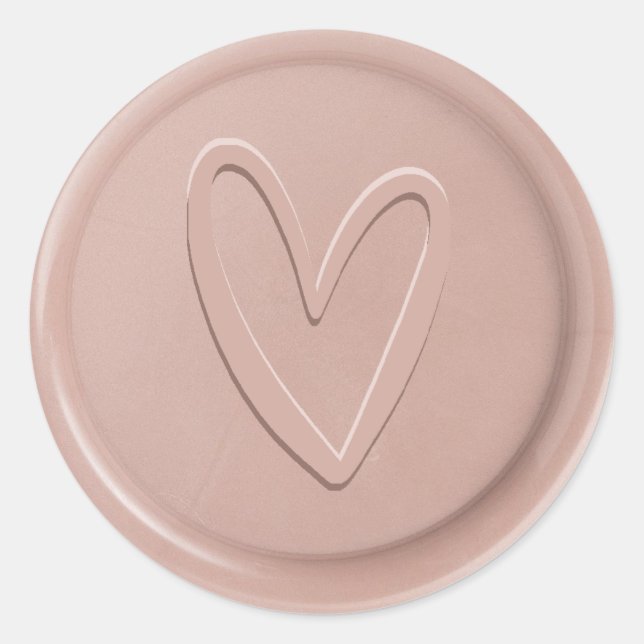 Redonda Love Heart Cafe Mocca Wax Seal Pegatina (Anverso)