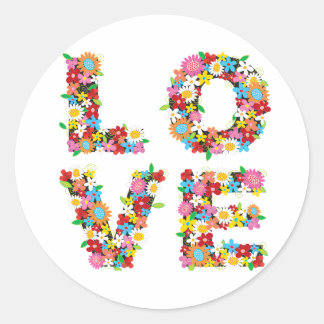 Redonda LOVE Spring Flowers Pegatina