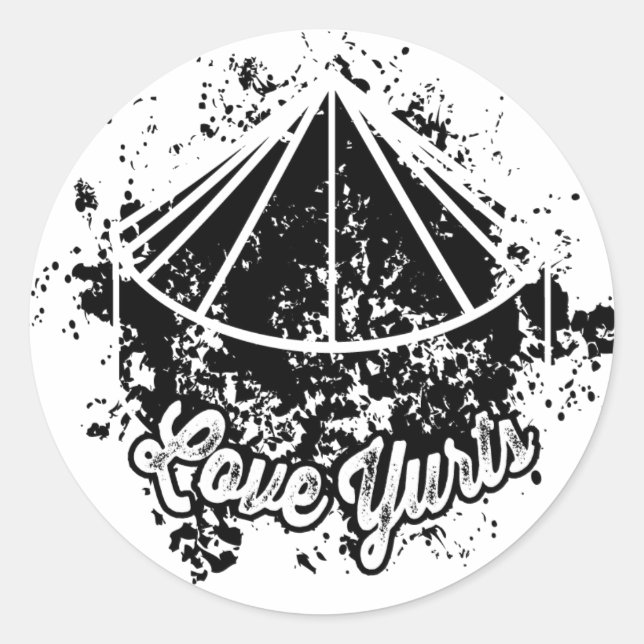 Redonda Love Yurts | Pegatina negro (Anverso)