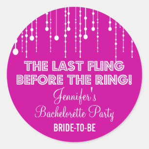 Redonda Luces colgantes Bachelorette Party Round Pegatina