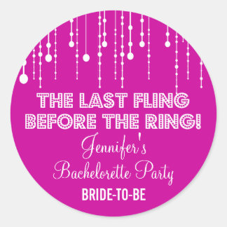 Redonda Luces colgantes Bachelorette Party Round Pegatina