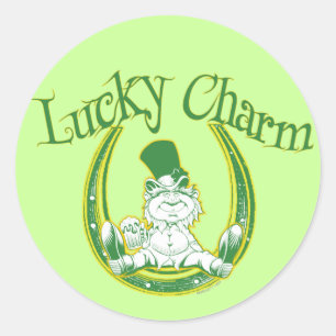 Redonda Lucky Charm Leprechaun Pegatina