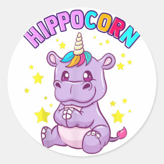 Redonda Lucky Hippo Pegatina - Idea de regalo lindo