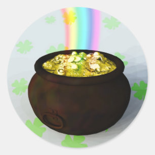 Redonda Lucky Pot of Gold Pegatina