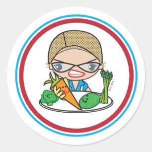 Redonda Lunch Lady Monica Pegatina