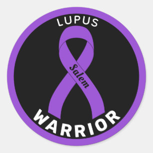 Redonda Lupus Warrior Ribbon Black Round Pegatina