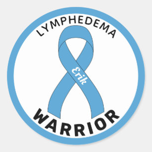 Redonda Lymphedema Warrior Ribbon Pegatina de Ronda Blanca