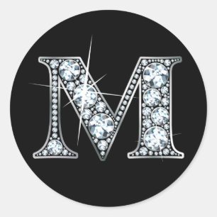 Redonda "M" Diamond Bling Pegatina