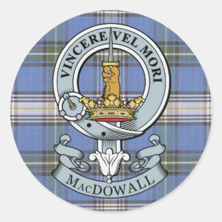 Redonda MacDowall Escudo + Tartan Pegatina
