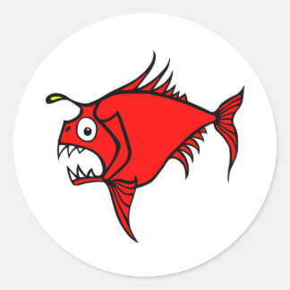 Redonda Mad Fish Red pegatina