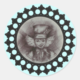 Redonda Mad Hatter Sketch Pegatina