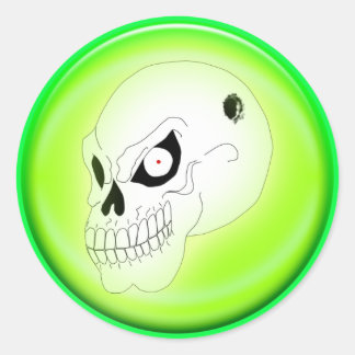 Redonda Mad Skull On Green Pegatina