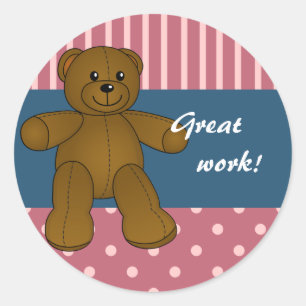Redonda Maestra Pegatina con un oso de peluche lindo