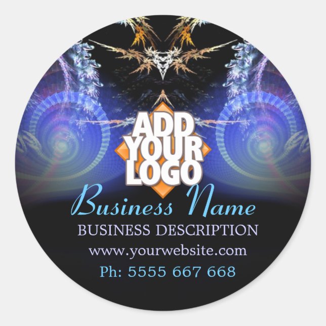 Redonda Magic Fractal Shower con Logo Business Pegatina (Anverso)