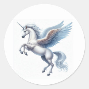 Redonda Magnífica cosecha de Pegatina Pegasus blanco