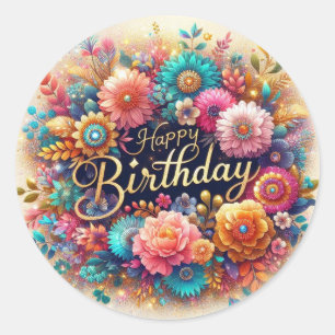 Redonda Magnífico pegatina de cumpleaños