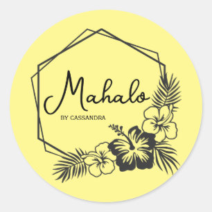 Redonda Mahalo gracias personalizable pegatina hawaiano