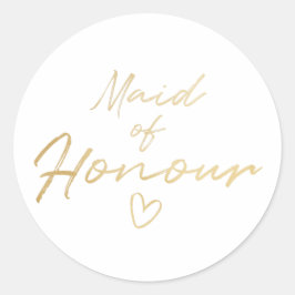 Redonda Maid of Honor - pegatina de Relieve metalizado fal
