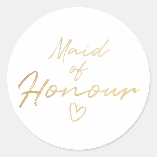 Redonda Maid of Honor - pegatina de Relieve metalizado fal (Anverso)