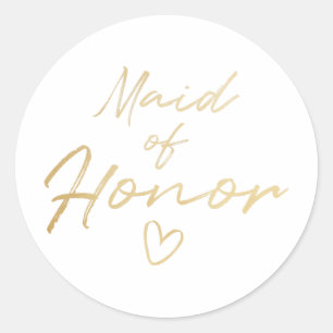 Redonda Maid of Honor - pegatina de Relieve metalizado fal