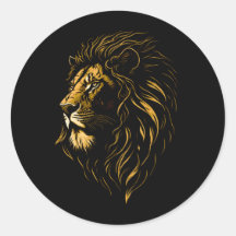 Majestic Lion's Face Classic Round Pegatina