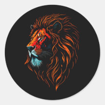 Majestic Lion's Face Classic Round Pegatina