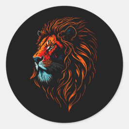 Redonda Majestic Lion's Face Classic Round Pegatina