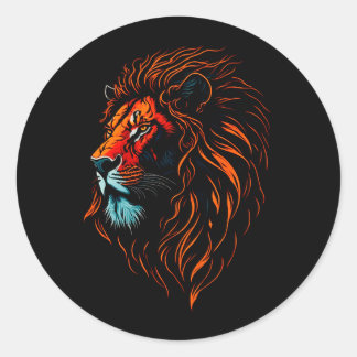 Redonda Majestic Lion's Face Classic Round Pegatina