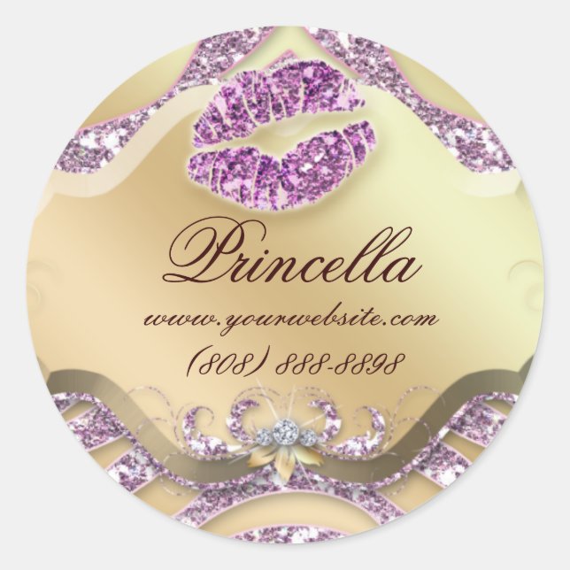 Redonda Makeup Pegatina cebra Jewelry Sparkle Oro rosa (Anverso)