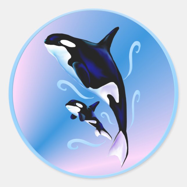 Redonda Mamá Orca y Pegatina del bebé (Anverso)