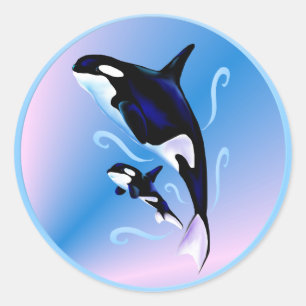 Redonda Mamá Orca y Pegatina del bebé