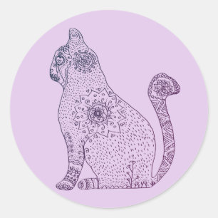 Redonda Mandala Cat Classic Pegatina redondo, brillante