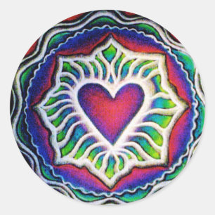 Redonda Mandala Heart Pegatina