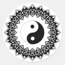 Redonda Mandala Yin Yang Gran Pegatina