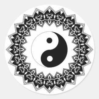 Redonda Mandala Yin Yang Gran Pegatina