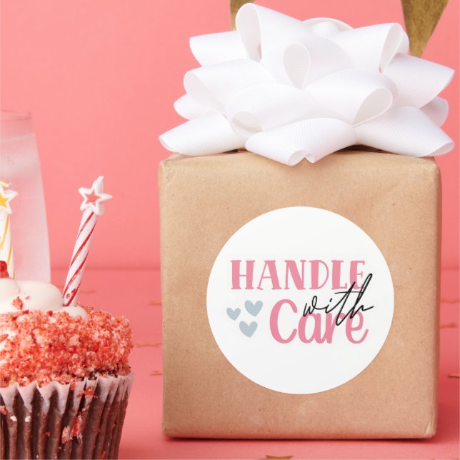 Redonda Manejar con cuidado - Pegatina de pequeñas empresa (Fiesta)