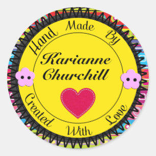 Redonda Mano Hecha Por Pegatina - SRF