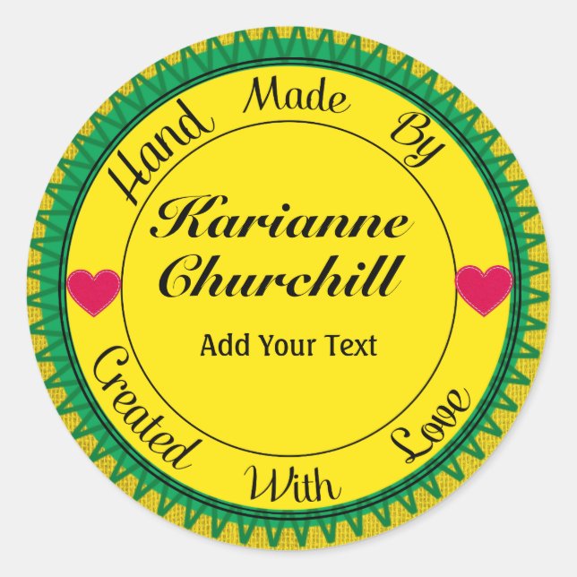 Redonda Mano Hecha Por Pegatina - SRF (Anverso)